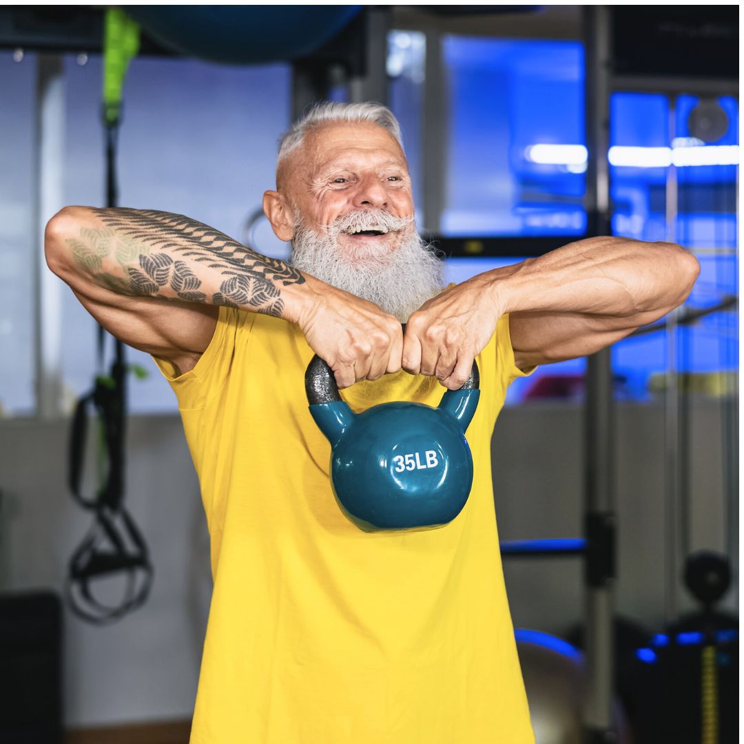 Image of senior man engaging in metabolic training.